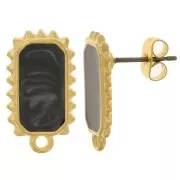 Clous d'oreilles rectangle 18x10mm - Doré à l'or fin - Noir nacré x2
