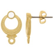 Clous d'oreilles ethnique texturé 11 mm résine époxy - Doré à l'or fin - Blanc x2