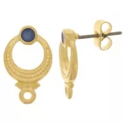 Clous d'oreilles ethnique texturé 11 mm époxy vitrail - Doré à l'or fin - Bleu x2