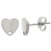 Clous d'oreilles coeur 8 mm - Acier inoxydable 304L x2