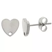 Clous d'oreilles coeur 8 mm - Acier inoxydable 304L x2
