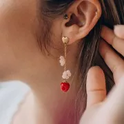 Clous d'oreilles coeur 8 mm - Acier inoxydable 304L Doré x2