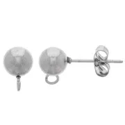Clous d'oreilles boule 6 mm avec anneau ouvert - Acier inoxydable 304 x2
