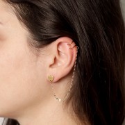 Bague d'oreille double fils 11 mm pour oreille gauche - Acier inoxydable 304 x1