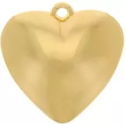 Pendentif coeur bombé en résine 32 mm - Doré à l'or fin x1