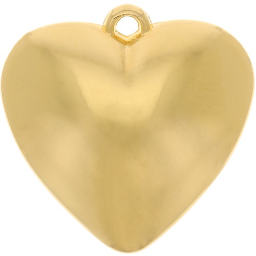 Pendentif coeur bombé en résine 32 mm - Doré à l'or fin x1