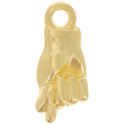 Breloque main Figa amulette - 15x7 mm - Doré à l'or fin x1