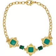 Intercalaire carré ethnique 15 mm - résine époxy - Doré à l'or fin - Noir nacré x1