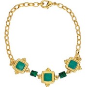 Intercalaire carré ethnique 15 mm - résine époxy - Doré à l'or fin - Blanc x1