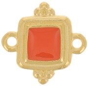 Intercalaire carré ethnique 15 mm - résine époxy - Doré à l'or fin - Hyacinth x1|raw }}