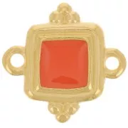 Intercalaire carré ethnique 15 mm - résine époxy - Doré à l'or fin - Hyacinth x1