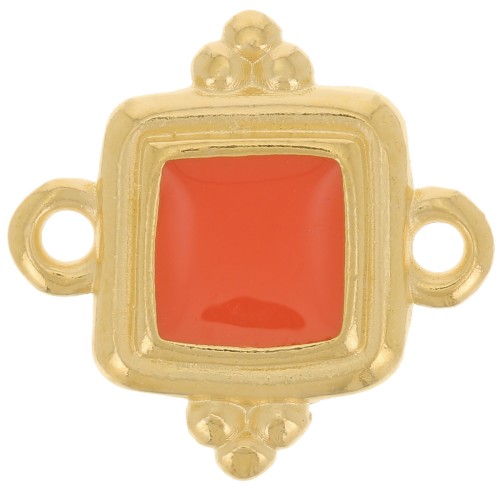 Intercalaire carré ethnique 15 mm - résine époxy - Doré à l'or fin - Hyacinth x1