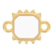 Intercalaire soleil rectangle 14x10 mm résine époxy - Doré à l'or fin - Blanc x1|raw }}