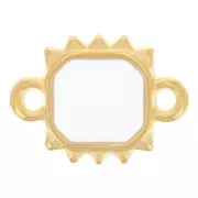 Intercalaire soleil rectangle 14x10 mm résine époxy - Doré à l'or fin - Blanc x1