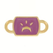 Intercalaire rectangle 16x7 mm motif lune & résine époxy - Doré à l'or fin - Prune|raw }}