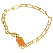 Intercalaire rectangle 16x7 mm motif lune & résine époxy - Doré à l'or fin - Prune