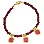 Breloque soleil octogonal 12x10 mm - résine époxy vitrail - Doré à l'or fin - Bleu