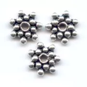 Perles rondelles fleur 7 mm en Argent 925 x10