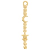 Pendentif barre travaillé 30x5 mm motif lune et étoile - Doré à l'or fin x1