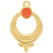 Pendentif ethnique texturé 15 mm avec résine époxy - Doré à l'or fin - Hyacinth x1