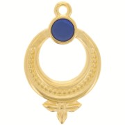 Pendentif ethnique texturé 15 mm résine époxy effet vitrail Doré à l'or fin - Bleu|raw }}