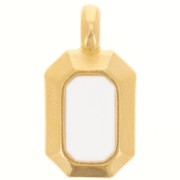 Pendentif rectangle 18x10 mm avec résine époxy - Doré à l'or fin - Blanc x1|raw }}