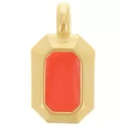 Pendentif rectangle 18x10 mm avec résine époxy - Doré à l'or fin - Hyacinth x1