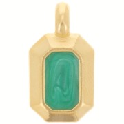 Pendentif rectangle 18x10 mm avec résine époxy - Doré à l'or fin - Vert nacré x1|raw }}