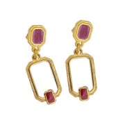 Pendentif rectangle évidé 22x12 mm résine époxy - Doré à l'or fin - Hyacinth x1