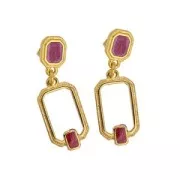 Pendentif rectangle évidé 22x12 mm résine époxy - Doré à l'or fin - Hyacinth x1