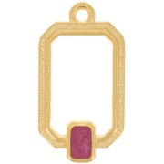 Pendentif rectangle évidé 22x12 mm résine époxy - Doré à l'or fin - Prune nacré x1|raw }}