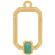 Pendentif rectangle évidé 22x12 mm résine époxy - Doré à l'or fin - Vert nacré x1|raw }}