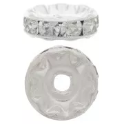 Perle rondelle Strass 10 mm - Argenté - Crystal x1