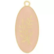 Pendentif ovale 27x13 mm motif fleur - résine époxy - Doré à l'or fin - Nude x1