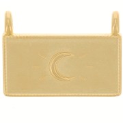Pendentif rectangle 16x21.5 mm - motif lune - Doré à l'or fin x1