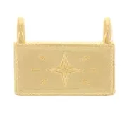 Pendentif rectangle 13.5x17 mm - motif étoile - Doré à l'or fin x1