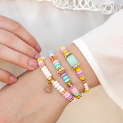 Perle rondelle Strass 10 mm - Doré - Crystal x1