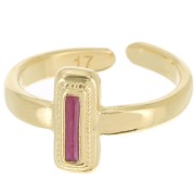 Bague rectangle avec résine époxy - Taille 53 - Doré à l'or fin - Prune nacré|raw }}