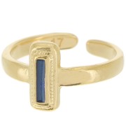 Bague rectangle - résine époxy effet vitrail - Taille 53 - Doré à l'or fin - Bleu|raw }}