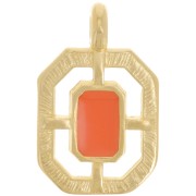 Pendentif octogone texturé 21x13 mm résine époxy - Doré à l'or fin - Hyacinth x1|raw }}