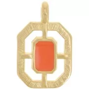 Pendentif octogone texturé 21x13 mm résine époxy - Doré à l'or fin - Hyacinth x1