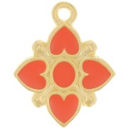 Pendentif fleur 17.5x14mm motif coeur résine époxy - Doré à l'or fin - Hyacinth x1|raw }}