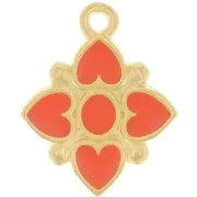 Pendentif fleur 17.5x14mm motif coeur résine époxy - Doré à l'or fin - Hyacinth x1