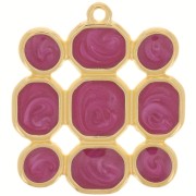 Pendentif carré 27x25 mm résine époxy - Doré à l'or fin - Prune nacré|raw }}
