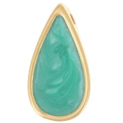 Pendentif goutte 17x9 mm résine époxy - Doré à l'or fin - Vert nacré x1|raw }}