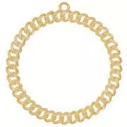 Pendentif rond effet chaîne gourmette 44 mm - Doré à l'or fin x1