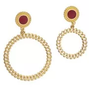 Pendentif rond effet chaîne gourmette 44 mm - Doré à l'or fin x1