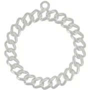 Pendentif rond effet chaîne gourmette 29 mm - Placage Argent fin x1