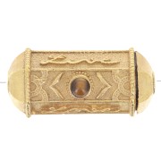 Perle cylindre exclu Perles&Co - pierre gemme 25x12 mm Doré Or fin - Oeil de tigre