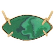 Pendentif navette  21x13 mm en imitation gemme - Doré à l'or fin - Malachite x1|raw }}